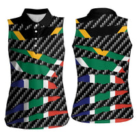 South Africa Beast Women Sleeveless Polo Shirt Ripped Flag Graphic - Wonder Print Shop
