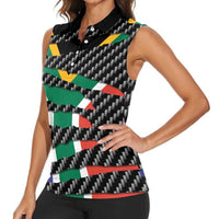 South Africa Beast Women Sleeveless Polo Shirt Ripped Flag Graphic - Wonder Print Shop