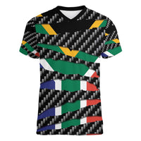 South Africa Beast Women V-Neck T-Shirt Ripped Flag Graphic - Wonder Print Shop