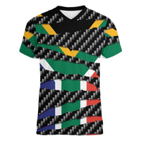 South Africa Beast Women V-Neck T-Shirt Ripped Flag Graphic - Wonder Print Shop