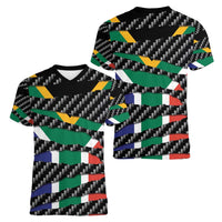 South Africa Beast Women V-Neck T-Shirt Ripped Flag Graphic - Wonder Print Shop
