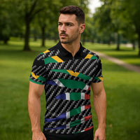 South Africa Beast Zipper Polo Shirt Ripped Flag Graphic - Wonder Print Shop