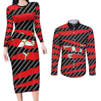 Isle of Man Beast Couples Matching Long Sleeve Bodycon Dress and Long Sleeve Button Shirt Ripped Flag Graphic - Wonder Print Shop