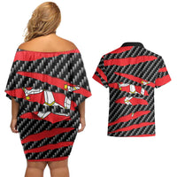 Isle of Man Beast Couples Matching Off Shoulder Short Dress and Hawaiian Shirt Ripped Flag Graphic - Wonder Print Shop