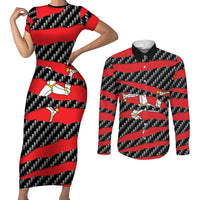 Isle of Man Beast Couples Matching Short Sleeve Bodycon Dress and Long Sleeve Button Shirt Ripped Flag Graphic - Wonder Print Shop