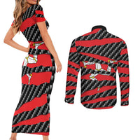 Isle of Man Beast Couples Matching Short Sleeve Bodycon Dress and Long Sleeve Button Shirt Ripped Flag Graphic - Wonder Print Shop