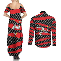 Isle of Man Beast Couples Matching Summer Maxi Dress and Long Sleeve Button Shirt Ripped Flag Graphic - Wonder Print Shop