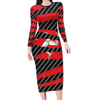 Isle of Man Beast Family Matching Long Sleeve Bodycon Dress and Hawaiian Shirt Ripped Flag Graphic - Wonder Print Shop