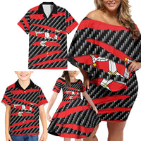 Isle of Man Beast Family Matching Off Shoulder Short Dress and Hawaiian Shirt Ripped Flag Graphic - Wonder Print Shop