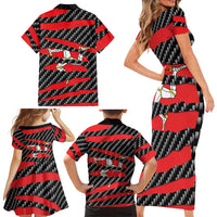 Isle of Man Beast Family Matching Short Sleeve Bodycon Dress and Hawaiian Shirt Ripped Flag Graphic - Wonder Print Shop
