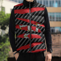 Isle of Man Beast Sleeveless Puffer Jacket Ripped Flag Graphic - Wonder Print Shop