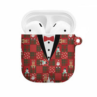 Christmas Patchwork Fake Tuxedo AirPods Case Santa and Reindeer Red Plaid Style - Wonder Print Shop
