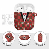 Christmas Patchwork Fake Tuxedo AirPods Case Santa and Reindeer Red Plaid Style - Wonder Print Shop