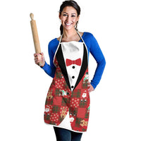 Christmas Patchwork Fake Tuxedo Apron Santa and Reindeer Red Plaid Style - Wonder Print Shop
