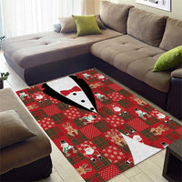 Christmas Patchwork Fake Tuxedo Area Rug Santa and Reindeer Red Plaid Style - Wonder Print Shop