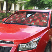 Christmas Patchwork Fake Tuxedo Auto Sun Shade Santa and Reindeer Red Plaid Style - Wonder Print Shop