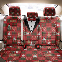 Christmas Patchwork Fake Tuxedo Back Car Seat Cover Santa and Reindeer Red Plaid Style - Wonder Print Shop