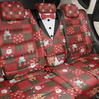 Christmas Patchwork Fake Tuxedo Back Car Seat Cover Santa and Reindeer Red Plaid Style - Wonder Print Shop