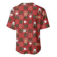 Christmas Patchwork Fake Tuxedo Baseball Jersey Santa and Reindeer Red Plaid Style - Wonder Print Shop