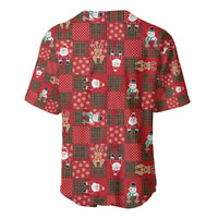 Christmas Patchwork Fake Tuxedo Baseball Jersey Santa and Reindeer Red Plaid Style - Wonder Print Shop