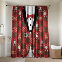 Christmas Patchwork Fake Tuxedo Bathroom Set Santa and Reindeer Red Plaid Style - Wonder Print Shop