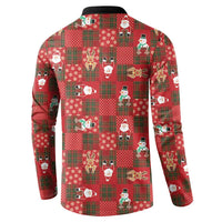Christmas Patchwork Fake Tuxedo Button Sweatshirt Santa and Reindeer Red Plaid Style - Wonder Print Shop