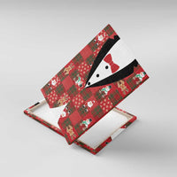 Christmas Patchwork Fake Tuxedo Canvas Wall Art Santa and Reindeer Red Plaid Style - Wonder Print Shop