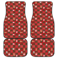 Christmas Patchwork Fake Tuxedo Car Mats Santa and Reindeer Red Plaid Style - Wonder Print Shop