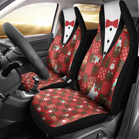 Christmas Patchwork Fake Tuxedo Car Seat Cover Santa and Reindeer Red Plaid Style - Wonder Print Shop