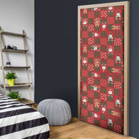 Christmas Patchwork Fake Tuxedo Door Cover Santa and Reindeer Red Plaid Style - Wonder Print Shop