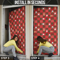 Christmas Patchwork Fake Tuxedo Door Cover Santa and Reindeer Red Plaid Style - Wonder Print Shop