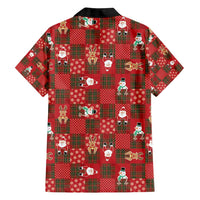 Christmas Patchwork Fake Tuxedo Family Matching Long Sleeve Bodycon Dress and Hawaiian Shirt Santa and Reindeer Red Plaid Style - Wonder Print Shop