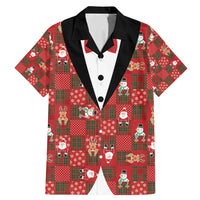 Christmas Patchwork Fake Tuxedo Family Matching Mermaid Dress and Hawaiian Shirt Santa and Reindeer Red Plaid Style - Wonder Print Shop