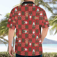 Christmas Patchwork Fake Tuxedo Hawaiian Shirt Santa and Reindeer Red Plaid Style - Wonder Print Shop