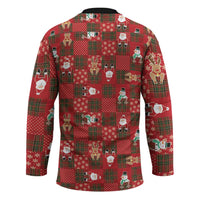 Christmas Patchwork Fake Tuxedo Hockey Jersey Santa and Reindeer Red Plaid Style - Wonder Print Shop