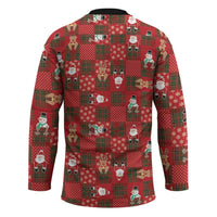 Christmas Patchwork Fake Tuxedo Hockey Jersey Santa and Reindeer Red Plaid Style - Wonder Print Shop