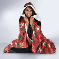 Christmas Patchwork Fake Tuxedo Hooded Blanket Santa and Reindeer Red Plaid Style - Wonder Print Shop