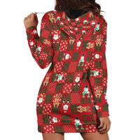 Christmas Patchwork Fake Tuxedo Hoodie Dress Santa and Reindeer Red Plaid Style - Wonder Print Shop