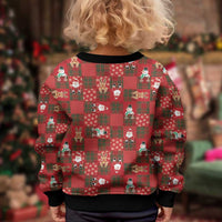 Christmas Patchwork Fake Tuxedo Kid Ugly Christmas Sweater Santa and Reindeer Red Plaid Style - Wonder Print Shop