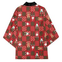 Christmas Patchwork Fake Tuxedo Kimono Santa and Reindeer Red Plaid Style - Wonder Print Shop