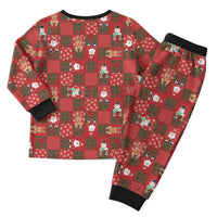 Christmas Patchwork Fake Tuxedo Christmas Pajama Set Santa and Reindeer Red Plaid Style - Wonder Print Shop