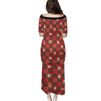 Christmas Patchwork Fake Tuxedo Puletasi Santa and Reindeer Red Plaid Style - Wonder Print Shop