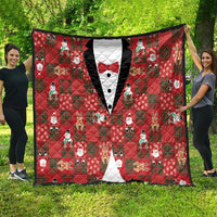 Christmas Patchwork Fake Tuxedo Quilt Santa and Reindeer Red Plaid Style - Wonder Print Shop
