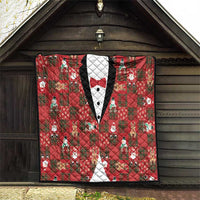 Christmas Patchwork Fake Tuxedo Quilt Santa and Reindeer Red Plaid Style - Wonder Print Shop