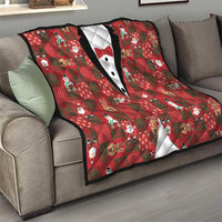 Christmas Patchwork Fake Tuxedo Quilt Santa and Reindeer Red Plaid Style - Wonder Print Shop