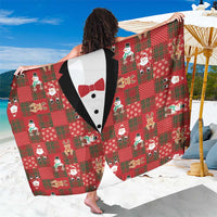 Christmas Patchwork Fake Tuxedo Sarong Santa and Reindeer Red Plaid Style - Wonder Print Shop
