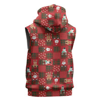 Christmas Patchwork Fake Tuxedo Sleeveless Hoodie Santa and Reindeer Red Plaid Style - Wonder Print Shop
