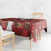 Christmas Patchwork Fake Tuxedo Tablecloth Santa and Reindeer Red Plaid Style - Wonder Print Shop