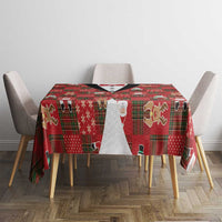 Christmas Patchwork Fake Tuxedo Tablecloth Santa and Reindeer Red Plaid Style - Wonder Print Shop