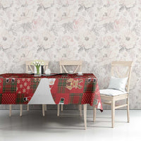 Christmas Patchwork Fake Tuxedo Tablecloth Santa and Reindeer Red Plaid Style - Wonder Print Shop